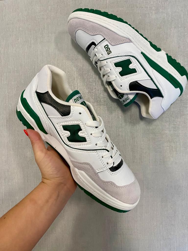 New balance on sale blancas con verde